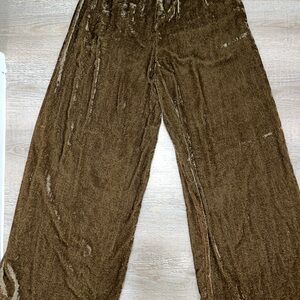 By Together Women's Chocolate Velvet Wide Leg Pants